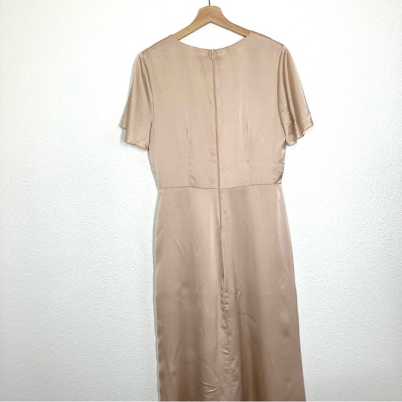 Show Me Your Mumu Rome Twist Gown Large Champagne Luxe Satin Maxi Dress - Picture 12 of 16